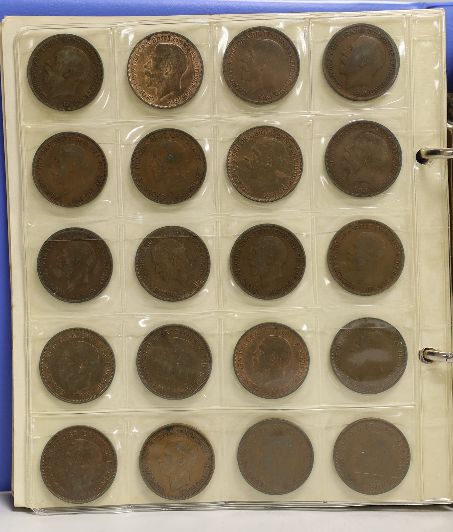 Victoria to QEII coins to include a near complete run of pennies from 1860-1967, silver halfcrowns including 1915, EF, silver florins, silver shillings including 1787, good vf, other silver coins etc.